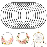 Yimomoyi 10 Stück Metallringe zum Basteln, 20CM Türkranz Metallring, Metall Ringe für Traumfänger, Deko Ringe zum Aufhängen, Loop Ringe für DIY Floral Hoop, Hochzeitskranz, (Schwarz, 20CM)