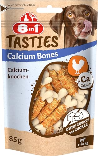 8in1 Tasties Calcium Bones Calziumknochen - mit Hähnchenbrust umwickelte kleine Knochen, 85 g