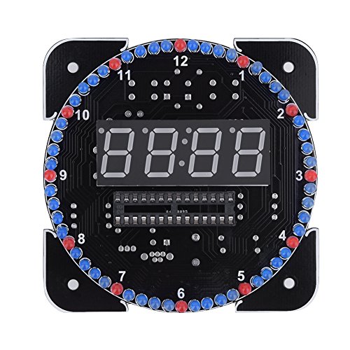 ASHATA DIY Multi-Function Digital LED Clock Kit, Light Control Clock Kit, Temperatur und Zeit Abwechselnd, Geeignet für Zuhause, Schule und Büro(Blau)