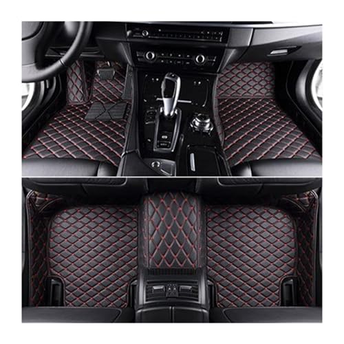 Fußmatten Für Volvo Für V50 2004 2006 2008 2010 Custom Car Fußmatten Leder Boden Langlebige Teppiche Voller Schutz Auto Zubehör Fuß Teppich Automatten (Farbe : Black red)