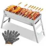 SVIPDDD Tragbarer Holzkohlegrill aus Edelstahl–Kompakter,Klappbarer BBQ Grill für Camping,Garten und Balkon,outdoor grill,Camping grill (44x20x36cm) Kohlegrill