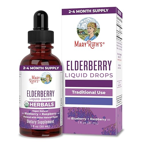 MaryRuth Organics, Elderberry Drops, Holunder, Blaubeer + Himbeergeschmack, 30ml, Vegan, Glutenfrei