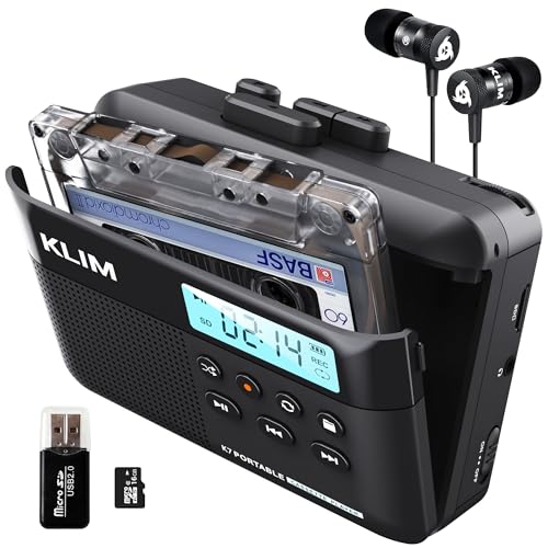K7 Walkman Kassettenspieler + Kassettenrekorder + Cassette Player + Kassetten Digitalisieren + Tragbarer Kassettenrekorder + Mikrofon & Lautsprecher + Wiederaufladbarer Akku + Ohrhörer + 16GB SD-Karte
