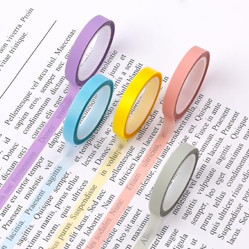 Sliverdew 5 Rollen Highlight Strips Abnehmbare Fluoreszierende Farbiges Transparentes Klebeband Notizzettel Textmarker-klebeband Für Lehrer Schüler Klasse Büro, 0,6cm X 5m
