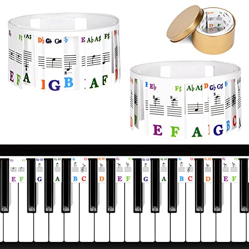 URAQT Abnehmbare Klaviertastatur Notenetiketten,88 Tasten Klaviertasten Noten Aufkleber Wiederverwendbar Anfänger PVC Klaviernoten Anleitung Keyboard Noten Aufkleber für Kinder und Anfänger