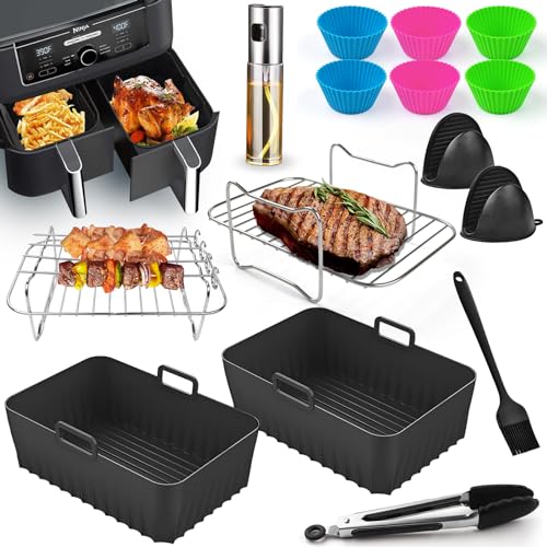 Ninja Heißluftfritteuse Zubehör - Airfryer Zubehör für Ninja Foodi Max Dual Zone AF400EU AF300EU 7.6L-9.5L Und anderen Dual Zone Air Fryer, BPA-frei, Ninja Airfryer Zubehör, Air Fryer Accessories