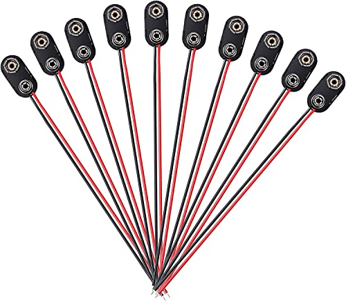 9V Batterieclip 10 Pcs 9V Batterie Anschluss Kabel 9V Batterie Clip Anschluss mit 15cm Anschlusskabel Batterie Snap Anschluss I-Typ Batterie Clip für 9 Volt-Blocks Batterie Schnappverbinder