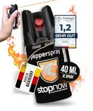 stopnow - Pfefferspray & KO-Spray für Selbstverteidigung, Bären & Hunde-Abwehr - Pepper Jet-Sprüh-Strahl - Abwehrspray klein - Tier-Abwehr-Spray, Bärenspray & Verteidigungsspray für Unterwegs 1 x 40ml