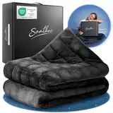 Samthus Gewichtsdecke 135x200cm 9kg Sherpa Fleece - Oeko-Tex Zertifiziert - Therapiedecke & Entspannungsdecke - Besser schlafen mit unserer schweren Bettdecke - Weighted Blanket - Schwarz