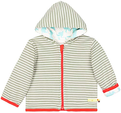 loud + proud Unisex Baby Wendejacke mit Kapuze, aus Bio Baumwolle, GOTS zertiziziert, Grün (Olive Oli), 80 (Herstellergröße: 74/80)