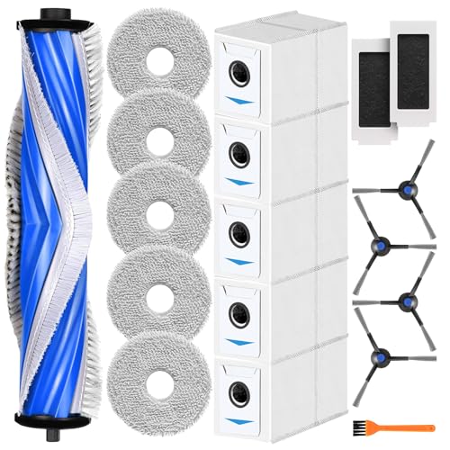 Zubehör für Ecovacs Deebot T30 Pro Omni T30 Omni, 5 T30 Pro Omni Staubbeutel, 1 Hauptbürste, 2 Filters, 5 Wischtücher, 4 Seitenbürsten, 1 Reinigungsbürste, 18 Zubehörset für Deebot Saugroboter