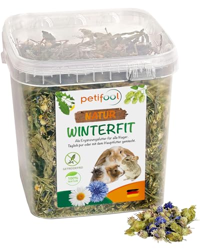 petifool Winterfit 430g - Ergänzungsfutter für Nager - natürliches Nagerfutter für Kaninchen, Meerschweinchen, Hamster, Chinchilla & mehr - ohne künstliche Zusätze - 100% Natur - artgerechtes Futter