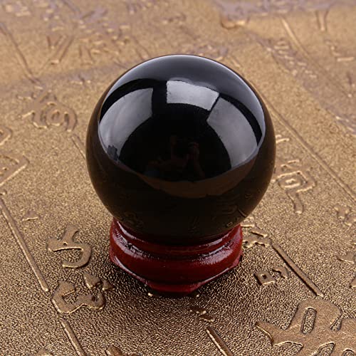KIMISS Seltene Asiatische Heilglaskugel aus Schwarzem Quarz, 40 Mm, mit Ständer – Wunderschöne Handwerkssammlung, für Heim- und Bürodekoration, Meditation und Feng Shui, für Freunde