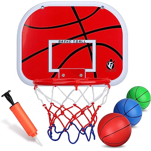 Boost über der Tür Basketballkorb Set Backboard Metallrand (8 ") Hängebrett mit 16CM Gummi Basketballs Fun Sportspiel für Kinder Erwachsene Outdoor Indoor Office Home Colorful Ball