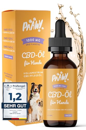 Paawy CBD Öl speziell für Hunde I 1.000mg reines CBD I Vollspektrum I CBD Öl Hunde I Hanföl I Hanfsamenöl I Cannabis-Öl