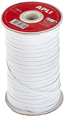 APLI 18675 - Elastisches Seil, flach, 5 mm x 100 m, Weiß