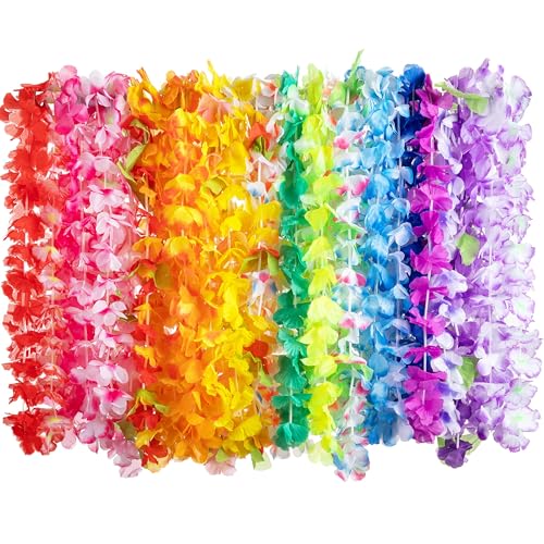 JOYIN 60 Stücke Hawaii Blumenketten Hawaiikette Halskette, Tropischen Hawaiianischen Luau Blumen Lei für Kleid, Party Favors, Strand und Themenbezogenen Geburtstag (5 Dutzend)