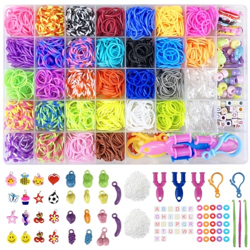 2700+ Loom Bänder Kit Jsdoin 30 Farben Loom Bands-Gummibänder mit Clips, Charms, Perlen und anderem Zubehör für DIY-Kits zur Herstellung von Freundschaftsbändern, Bastelsets, beste Halloween