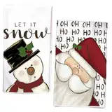 Tcnzdy 2 Stück Geschirrtuch Weihnachten, 40x60 cm Geschirrtücher Weihnachten, Handtuch Weihnachten, Mode Küchentücher Weihnachtsmann Geschirrtücher Für Badezimmer Küche Trockentuch Weihnachten Deko
