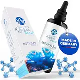 The higher BLUE® Methylenblau 1% Lösung 100ml im Violettglas | Tropfen | Pharmaqualität | frei von Schwermetallen | Hergestellt und Laborgeprüft in Deutschland