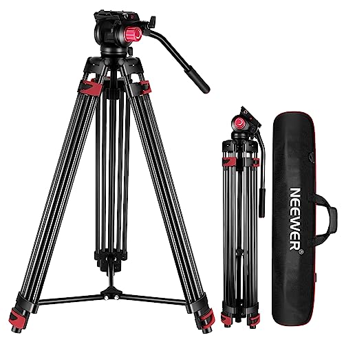 NEEWER 200cm Videostativ, Robustes Kamerastativ aus Aluminiumlegierung mit 360° Fluidkopf, Schnellwechselplatte kompatibel mit Canon Nikon Sony und Anderen DSLR Kamera Camcordern, 8kg Belastbarkeit