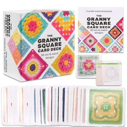 Granny Square Häkel-Karten, 50 Häkeln, Mixen und Matchen, Granny SquareHäkel-Karten mit Häkelschrift und Foto zu jedem Granny Square Häkelkarten und Praktischem So-Geht's-Booklet, für Häkel Starter
