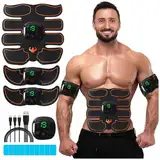 EMS trainingsgerät bauchmuskeltrainer, EMS Bauchmuskeltrainer, Bauchmuskeltrainer,USB Wiederaufladbar Bauchmuskeln Stimulationsgerät 8 Modi & 19 Intensitäten für Bauch