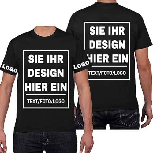 PRFELMG Tshirt Bedrucken Lassen Herren Frauen, T Shirt Personalisiert Mit Text/Foto/Logo, T Shirt Selbst Gestalten für Paare Vierseitiges Bedrucken