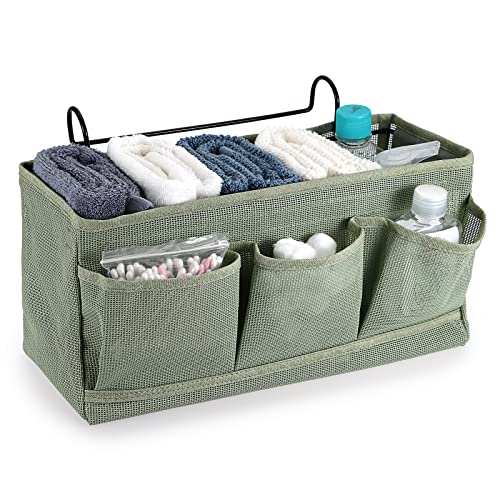 IGNPION Net Nachttisch-Hängeaufbewahrung Betttaschen Körbe Schlafsaal Bett Organizer Caddy Mehrzweck-Hängende Aufbewahrungstasche für Zuhause, Büro, Schule, Wohnheim, Krankenhaus, Grün