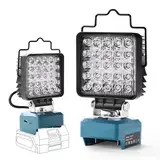 Tumemut Akku Lampe Für Makita 18/21V, Kabellose Led Arbeitsleuchte Akku mit 25 ultrahellen LED-Perlen, Hervorragende Wärmeableitung, 48W4800LM LED Strahler mit Typ C und USB-Aufladung (kein Akku)