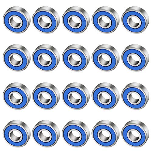 CODIRATO 20 Stück Kugellager 608rs, ABEC-9 Rillenkugellager Kohlenstoffstahl Miniatur Rollenlager mit Double Shielded für Skateboard, Roller, Inline Skates(8mm x 22mm x 7mm)