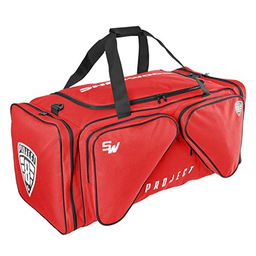 Sherwood Unisex – Erwachsene Eishockeytasche Project 8 I Transporttasche für Eishockeyausrüstung inkl. Tragegurte I geeignet für Eishockeyschläger, Rot, 102 x 41 x 41 cm, 172 Liter