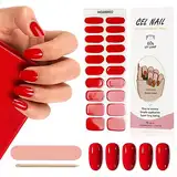 Kalolary 20PCS Gel Nagellack Aufkleber, Nagelsticker Rot Full Wraps Nagelaufkleber UV / LED-Lampe Erforderlich Cured Gel Nail Strips mit Nagelfeile und Stick für Frauen Mädchen Nageldekoration-B