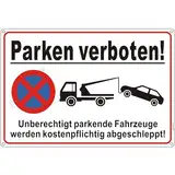 XXL Parken Verboten Schild Aluminium Reflektierend 30×44 cm Parkverbotsschilder Metall Parken Verboten Schilder Kostenpflichtig Abschleppen, UV-beständig, Wasserfest, Rostfrei, mit Bohrlöcher, Weiß