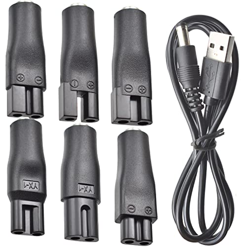 7 Stück 5V Rasierer Ladegerät Netzkabel USB Adapter Set für eine Vielzahl von Elektrische Haarschneidemaschinen, Bartschneider, Rasierer, Schönheitsinstrumente,elektrische Friseure, Luftreiniger