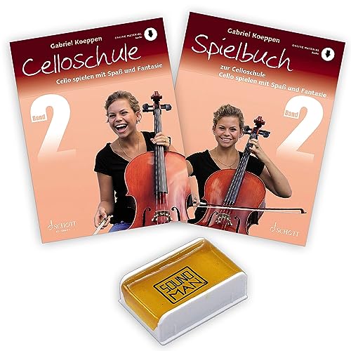 Celloschule 2 + Spielbuch: (Starterset) mit Online Audio - Band 2 von Gabriel Koeppen (ISBN 9783795799953-9783795721954) + Soundman Kolophonium für Cello