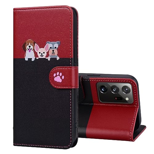 Tivenfezk Nadoli Niedlich Katze Hund Hülle für Samsung Galaxy Note 20 Ultra,PU Leder Handyhülle mit Tier Muster Kartenfach Magnet Klappbar Case Schutzhülle Flip Brieftasche Handytasche