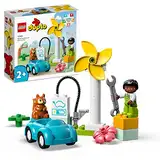 LEGO DUPLO Town Windrad und Elektroauto, Spielzeugauto-Lernspielzeug für Mädchen und Jungen ab 2 Jahren, für nachhaltiges Spielen und die Entwicklung von Kleinkinder 10985