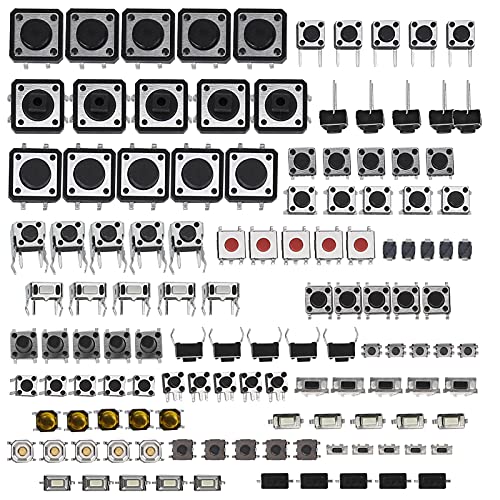 125 Stück Taktile Drucktastenschalter 25 Werte 12V 50mA 4 Polig Mikrotaster Micro Momentary Tact Assortment Kit Automotive Power Button Tactile Switch Mikroschalter