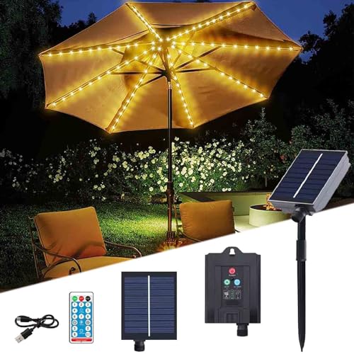 Solar Lichterkette für Sonnenschirm, Angebote Des Tages, Solar Sonnenschirm Lichter mit Fernbedienung, Wasserdichte Sonnenschirm Beleuchtung Dekoleuchte Lichtbänder für Campingzelte Party