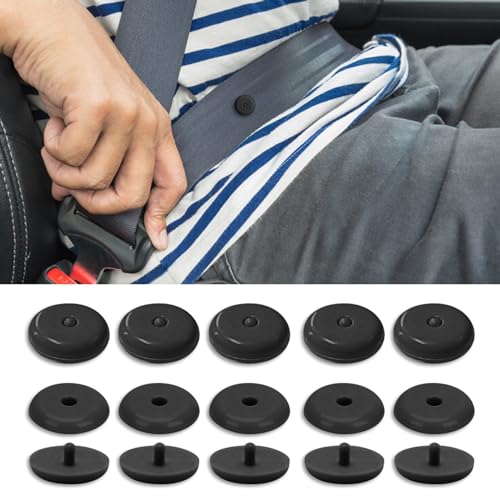deemars 10 Sätze Universal Sicherheitsgurt Stopper Kit, Sicherheitsgurt Schnalle Taste Verhindern, dass Sicherheitsgurt Knopf Schnalle Clip Stop von Sliding Down The Belt Einfach zu bedienen (Schwarz)