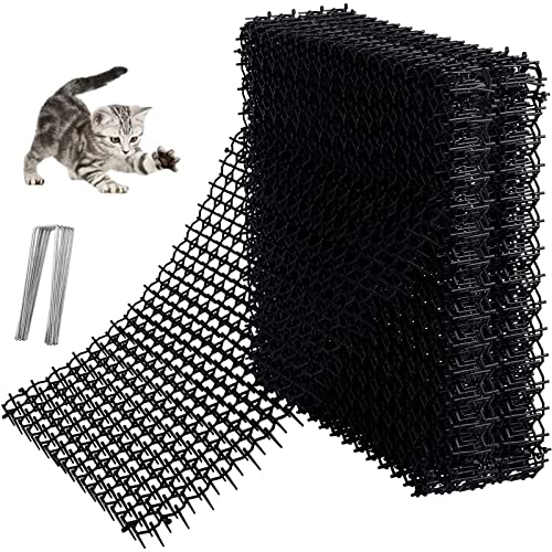 12 Stück 15,5 x 20cm Katzen-Matte mit Spikes Katzenabwehr-Matte mit Stacheln Gartenarbeit Kunststoff Katzenmatte Heringe Haustierabschreckungsmatte für Wildtiere Pflanzenschutznetz den Außenbereich
