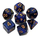 DND-Würfel-Set, polyedrische Würfel, für Dungeon and Dragons, D&D, Rollenspiele, mit Würfelbeutel, 7-teilig, im Nebula-Design mit Dunkelblau und Schwarztöne