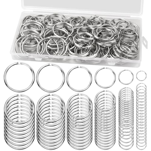 Chmejia 120 Stück Schlüsselringe Mehrere Größen Schlüsselring Edelstahl（12 mm,15 mm,20 mm,25 mm,28 mm,30 mm） DIY Schlüssel Ringe Verbinden Schlüssel und Handwerkliche Produktion