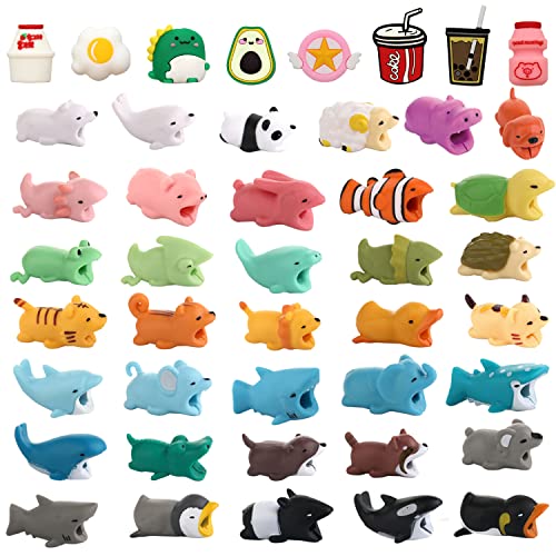 Counius 40 Pcs Cable Protector Cute Animal Design Data Line Protector Bites Cable External Protector Anti-fracture Prevents Breakage (Random style)