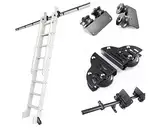 CHUXIBA Rolling Ladders Rolling Library Leiter Hardware, Schiebeleiter Hardware Kit (ohne Leiter), mit Boden Roller Räder, mobile Leiterschiene aus rundem Stahlrohr/Regular roller/200cm kit