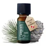 ALPEN HERZ Zirbenöl 10 ml - 100% naturrein, ätherisches Zirbelkieferöl aus Österreich für Duftöl Raumduft Duftlampe Zirbenwürfel Aroma Diffuser Zirbe Lufterfrischer Zirbelkiefer Öl Geschenke