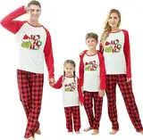 Weihnachts Pyjama Familie Set für Damen Herren Jungen,Weihnachten Schlafanzug Langarm Oberteil und Unterteil Weihnachtsbaum Fun-Nachtwäsche(Damen,M)