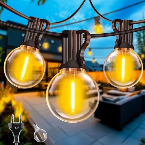 Lichterkette Außen LED Outdoor Strom - 10m Aussen Beleuchtung Balkon Garten Glühbirnen Pavillon Lichterketten Lights Party Terrasse Draußen Birnen Innen Terrassen Aussenlichterkette Gartenbeleuchtung