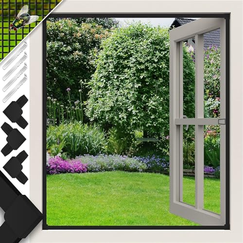 KESSER® Fliegenschutzgitter für Fenster | 110 x 130 cm | mit Aluminium Rahmen Fliegengitter Fliegenschutz Insektenschutz, mückengitter, moskitonetz, Spannrahmen, ohne Bohren und Schrauben